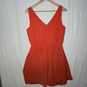 Ladies Bright Orange Dress Sleevelss V Neck Size Medium